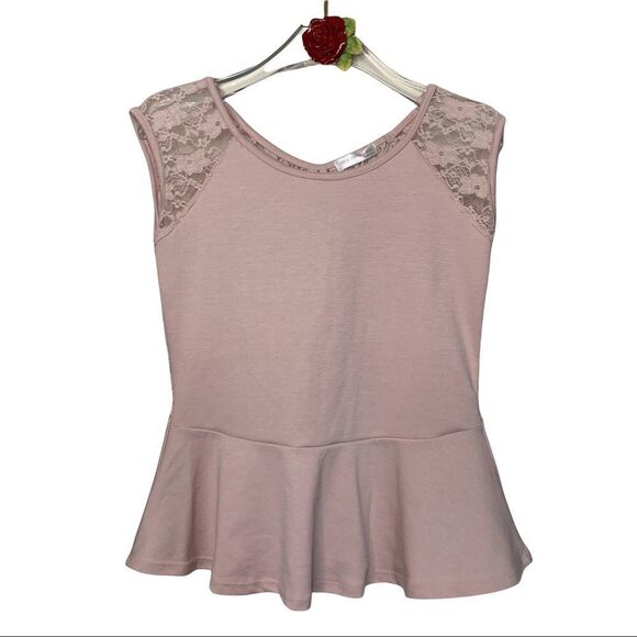 OBOE OBOE OBEO Lace Peplum Blouse/Top Large in BlushPink - Picture 1 of 7
